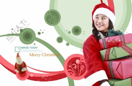 韩国圣诞美女商业海报PSD素