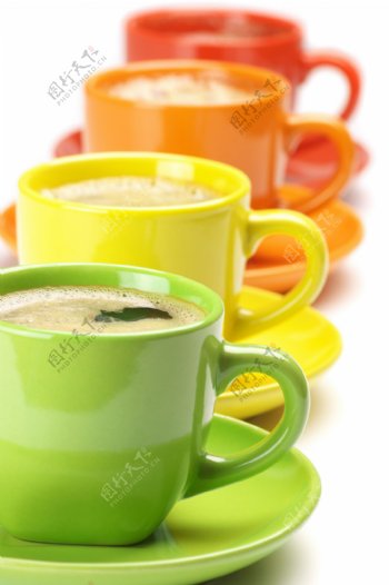 彩色咖啡杯图片