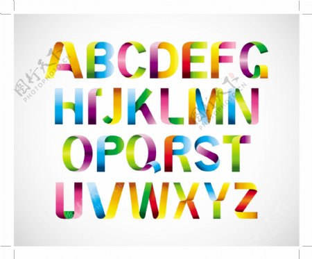 彩带效果字母字体矢量素材