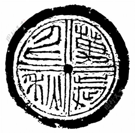 印花矢量图古代铜刻黑白色民族徽章标记免费素材