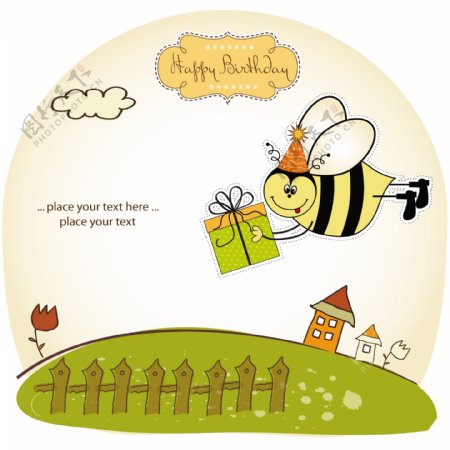 生日卡有趣的蜜蜂