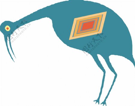 印花矢量图卡通动物鹤抽象动物色彩免费素材