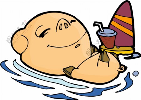 卡通生肖猪年素材可爱享受日光浴的小猪矢量图18