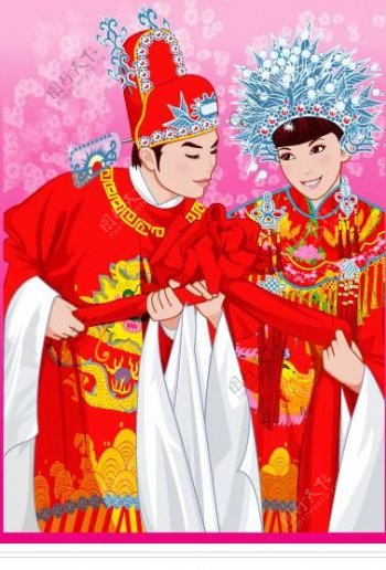 中国传统新婚夫妇AI矢量图18
