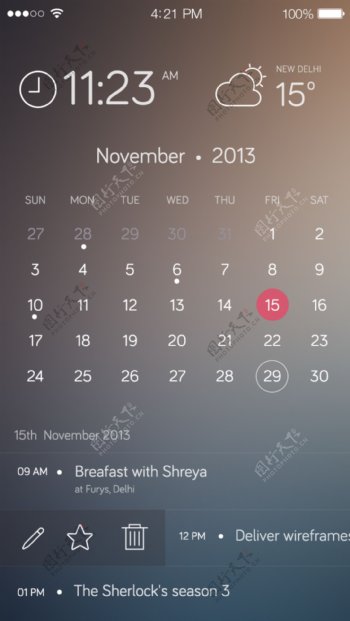 详细的iPhone的日历应用程序设计