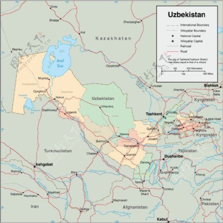 乌兹别克斯坦地图