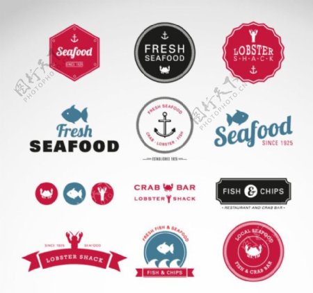 创意海鲜食品标签矢量素材