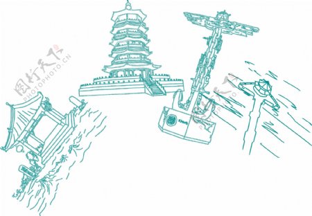山东手绘中国名胜景区