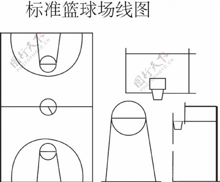标准篮球场线条图图片