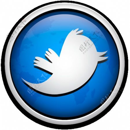 蓝色球推特MAC社会png图标图标