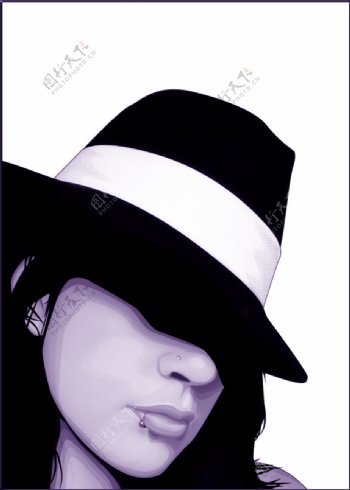 位图色彩黑色紫色帽子免费素材