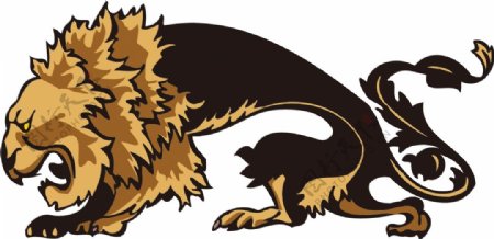 印花矢量图动物狮子棕色黑色免费素材