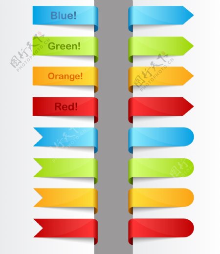 五色彩带包角标签矢量素材