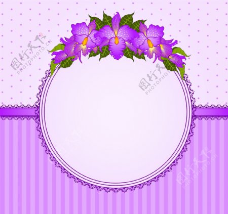矢量浪漫花朵紫色边框素材