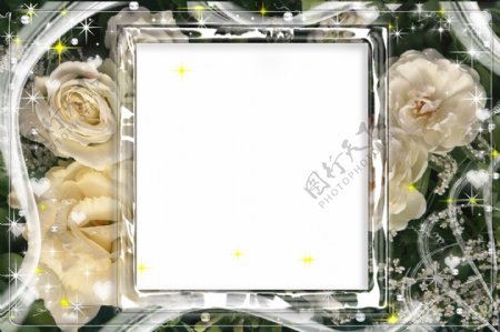 白玫瑰玻璃相框模板图片