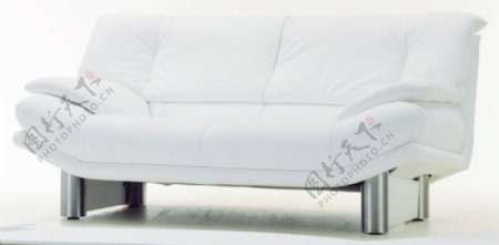 现代白双座位的布艺沙发