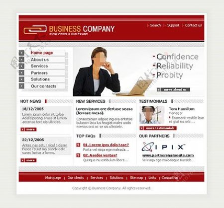 红色企业网站模板
