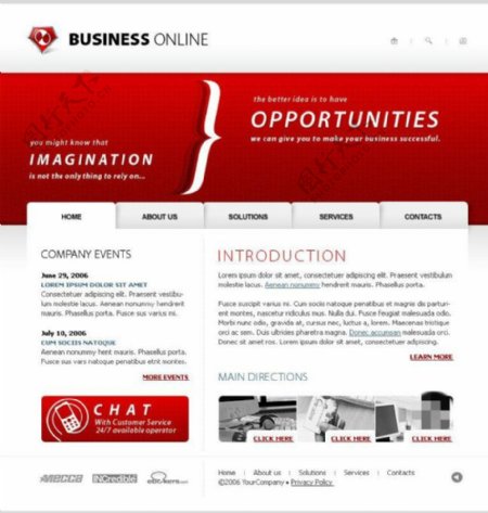 红色商务企业网站psd模板