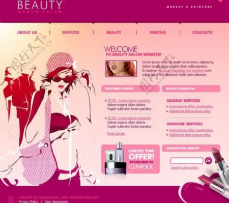 商务女性粉色系网页模板