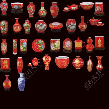值得一看的漂亮中国红瓷器抠图大集合高像素下载
