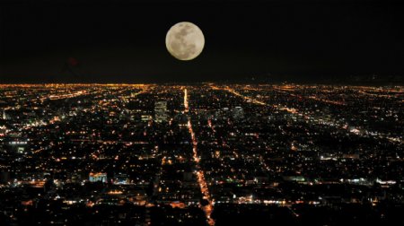 月亮在洛杉矶定时录像上升的股票视频免费下载