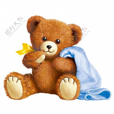 可爱卡通黄色蓝色熊宝宝毛毯免费素材