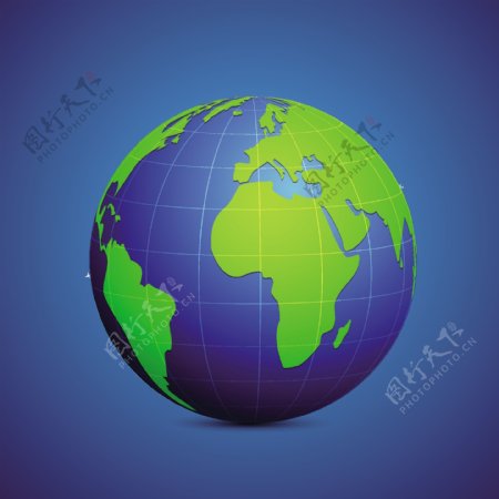 蓝色与绿色地球大陆覆盖向量格