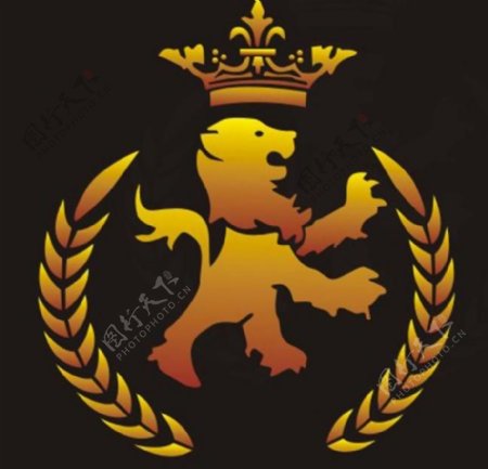狮子皇冠麦穗徽标图片