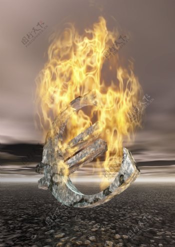 燃烧的欧元符号