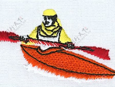绣花男人划桨比赛橘黄色免费素材