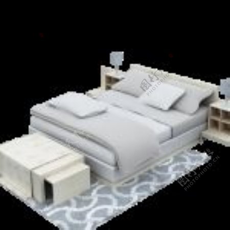 3D双人床模型