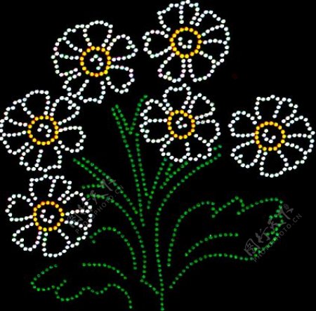 烫钻植物花卉色彩黑白色绿色免费素材