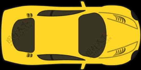 黄色赛车俯视图