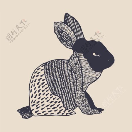 印花矢量图填充面料动物兔子女装免费素材