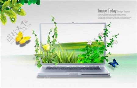 电脑绿色创意商务科技