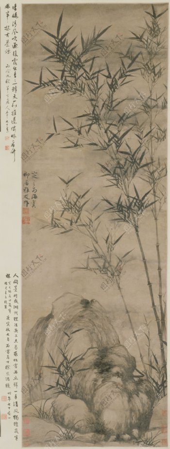 竹石图轴图片