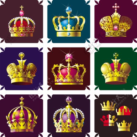 12丰富多彩的装饰华丽的皇家矢量冠