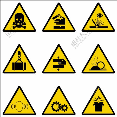 实用建筑工地安全警告标志矢量素材