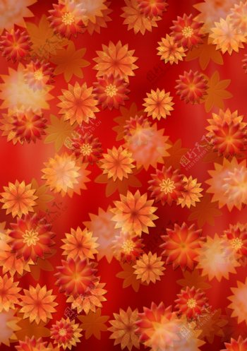 火红光感花朵层次分明底纹花纹素材
