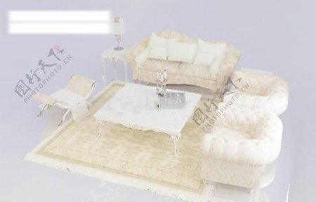 最新精品欧式沙发茶几组合3d模型图片