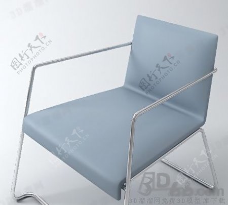 3D浅蓝色皮质扶手椅模型