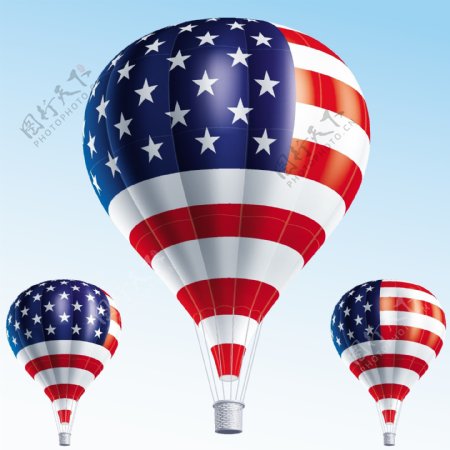 矢量素材美国国旗气球