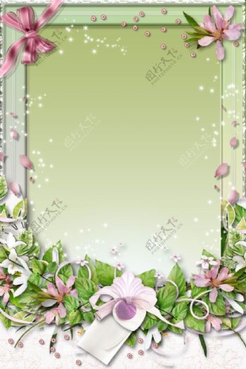 精致花卉镜框背景图psd源文件