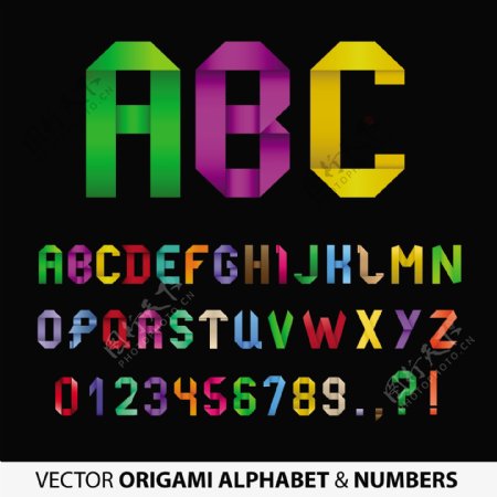 彩色折纸字母矢量素材2