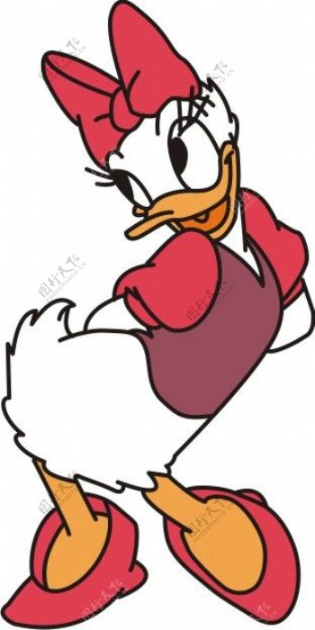 印花矢量图卡通人物动物鸭子黛西可爱卡通人物免费素材