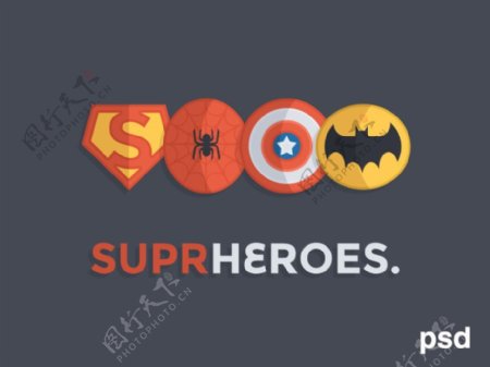 超级英雄图标PSD素材