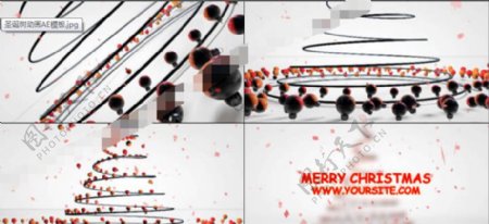 彩球汇聚成圣诞树的片头动画AE模板
