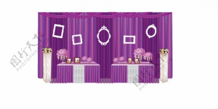 紫色婚礼照片展示区