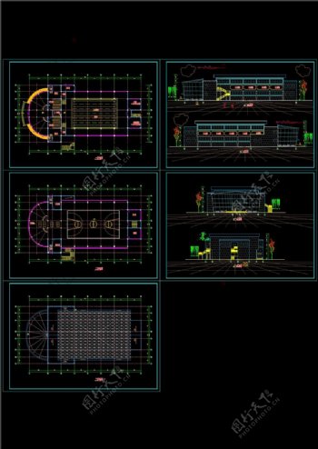 室内体育馆建筑施工图CAD图纸