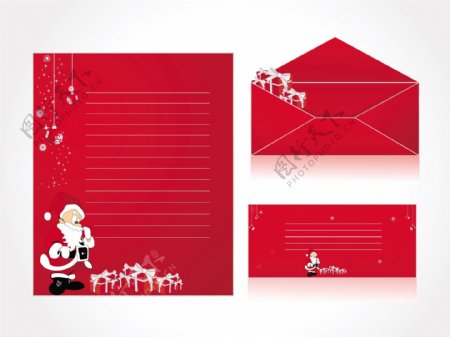 圣诞背景和信封信纸